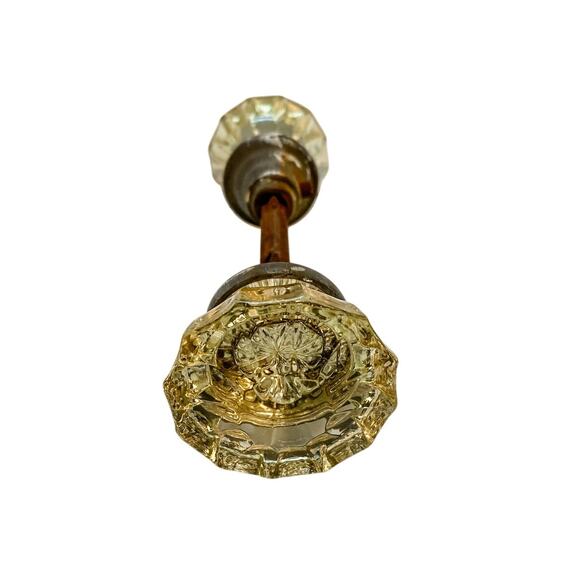 Vintage 12 Point Crystal Glass Metal Door Knob Set - Picture 4 of 4